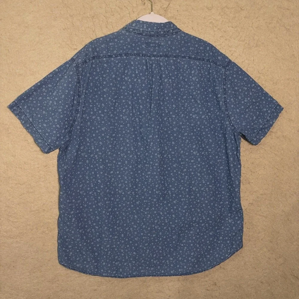 Wallace‎ & Barnes Chambray Denim Shirt Mens 2XL XXL Blue Circle Print Pockets